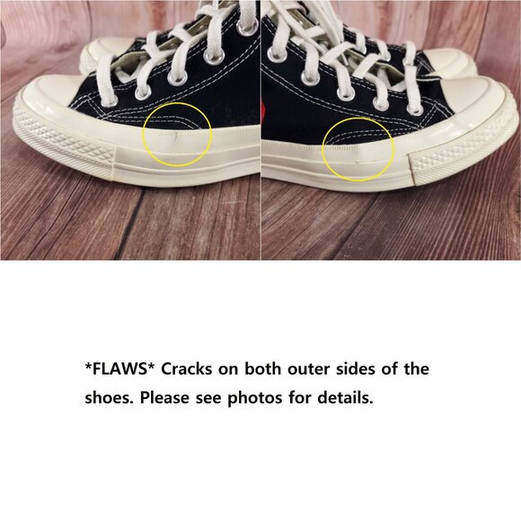 *FLAWS* Converse Unisex W8 M6 Chuck Taylor All Star 70 Hi Comme des Garcons PLAY - Picture 2 of 16